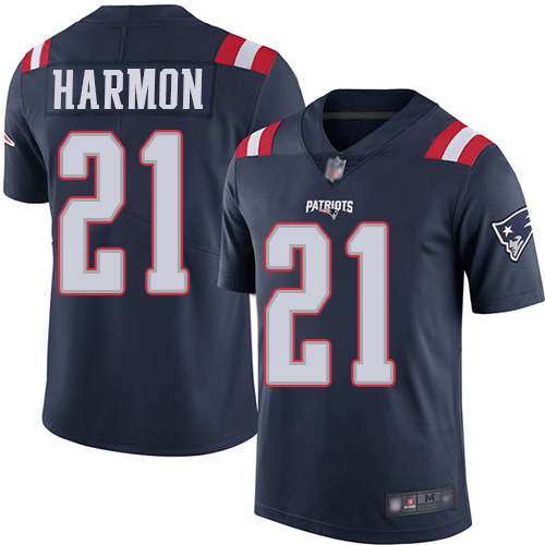 New England Patriots Football #21 Rush Vapor Limited Navy Blue Men Duron Harmon NFL Jersey->youth nfl jersey->Youth Jersey